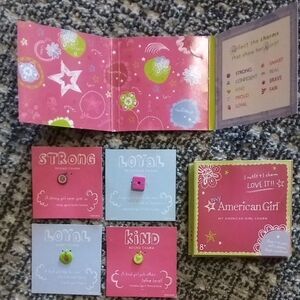 American Girl Charm Set with Pink, Green, and Gray Accents